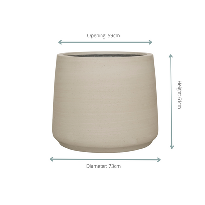 Großer Everspring Jumbo Patt Beigefarbener Waschbeton-Topf, D73 x H61 cm, robuste Pflanzgefäß für Garten und Balkon