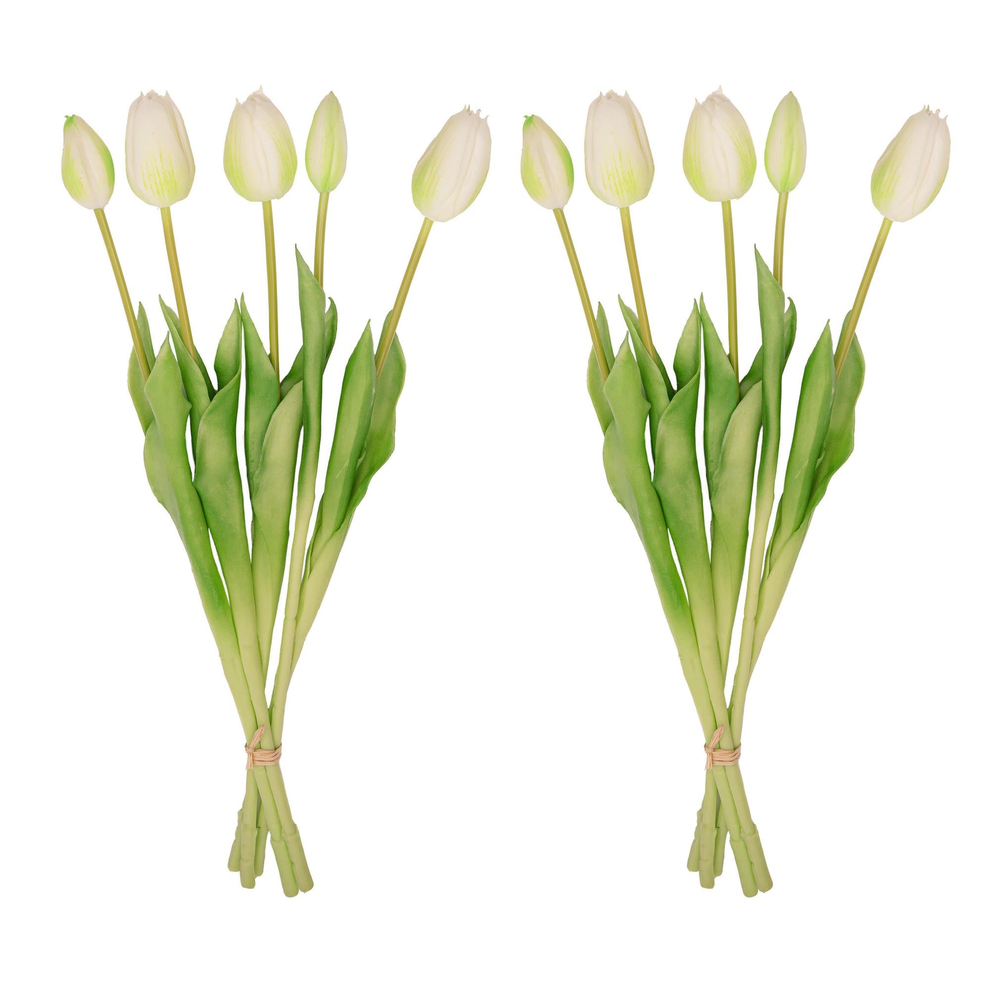 Künstliche Tulpen im Weiß und Grün, 10 Stück, &