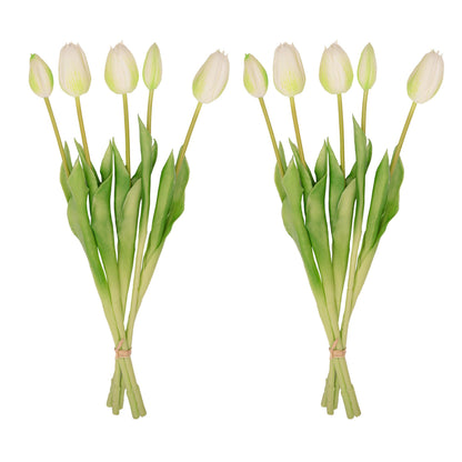 Künstliche Tulpen im Weiß und Grün, 10 Stück, &
