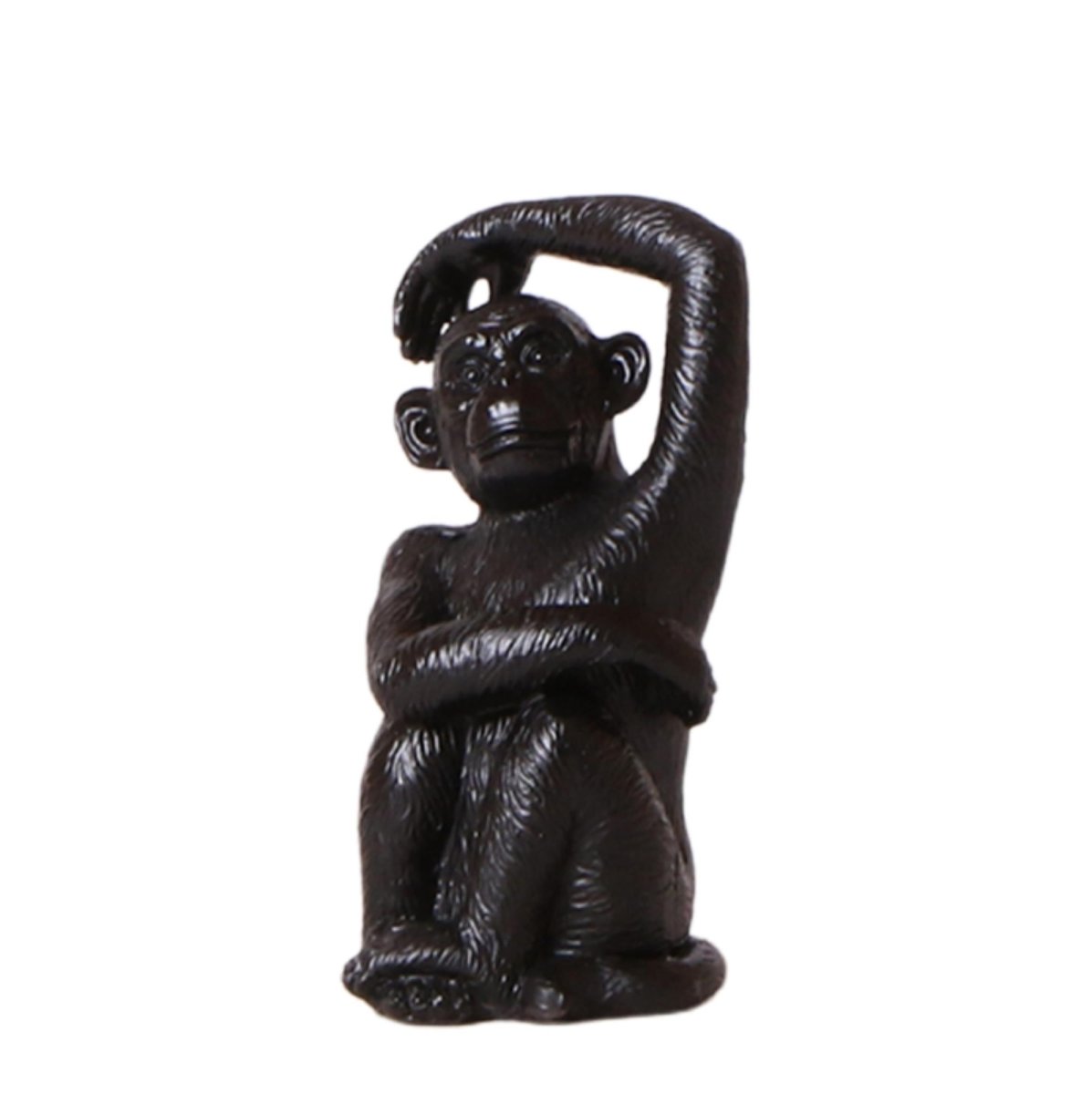 Deko - Skulptur Sitzender Affe - Schwarz - Wurzelwerk Design