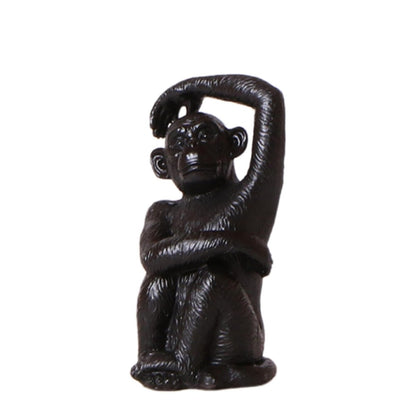 Deko - Skulptur Sitzender Affe - Schwarz - Wurzelwerk Design
