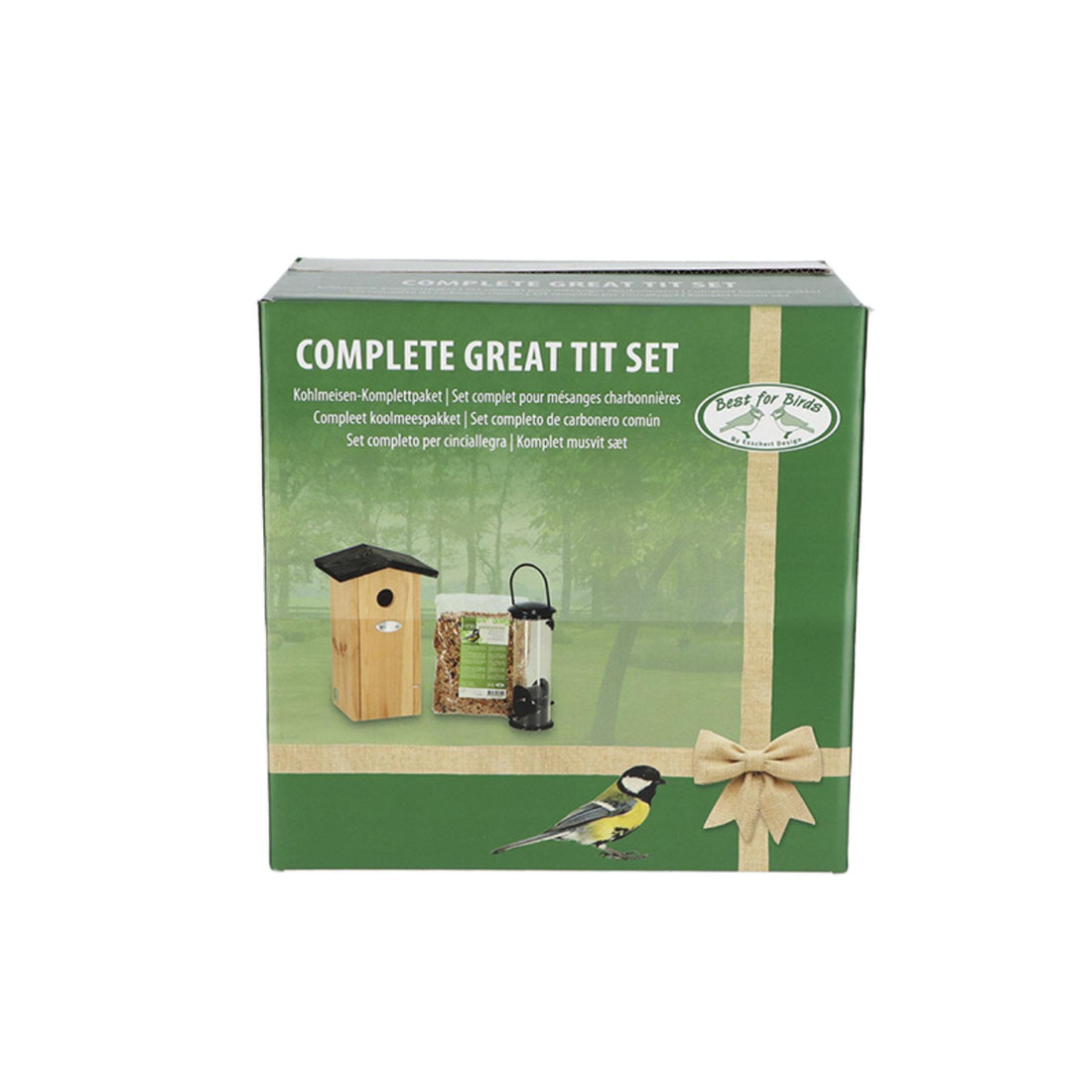 Kohlmeisen-Paket - Vogelhäuschen und Vogelfutter - Gartenzubehör