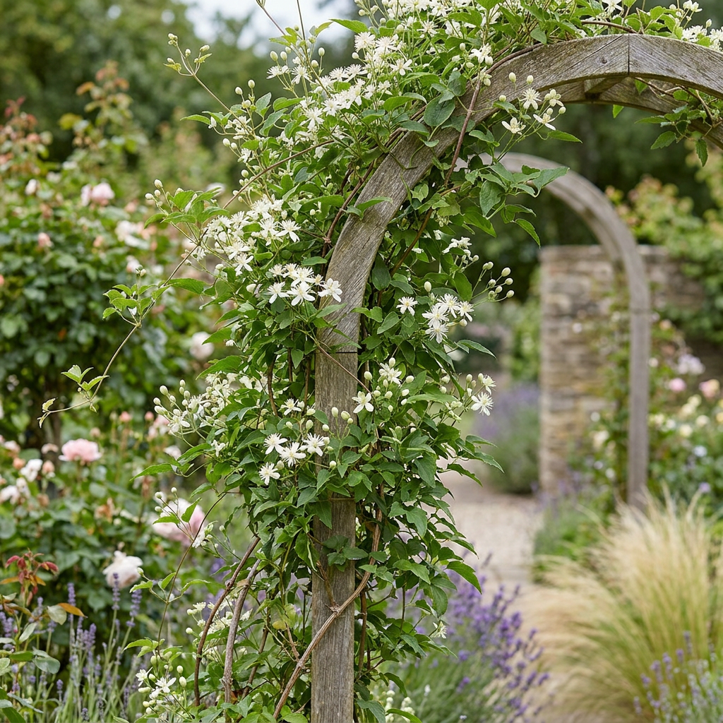 Gewöhnliche Waldrebe (Clematis vitalba) mit weißen Blüten – Bild 4