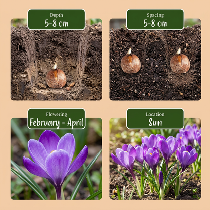 Krokus Blau – Crocus online kaufen | 60 bis 240 Blumenzwiebeln, großblütig &amp; verwildernd – Wurzelwerk Design