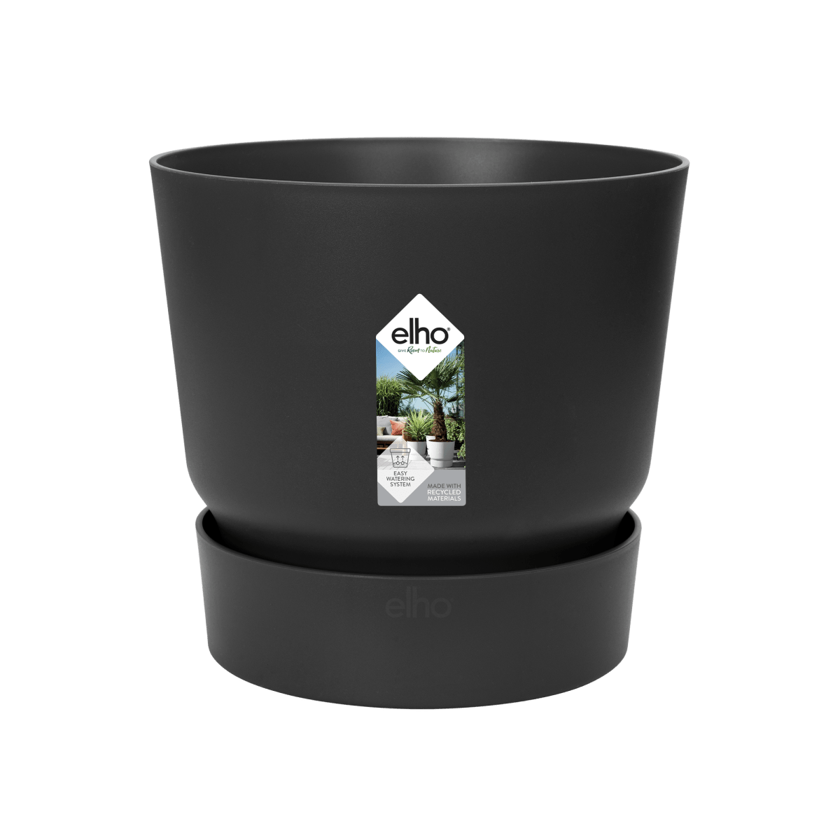Topf elho Greenville Round schwarz - D18 x H17 - Wurzelwerk Design