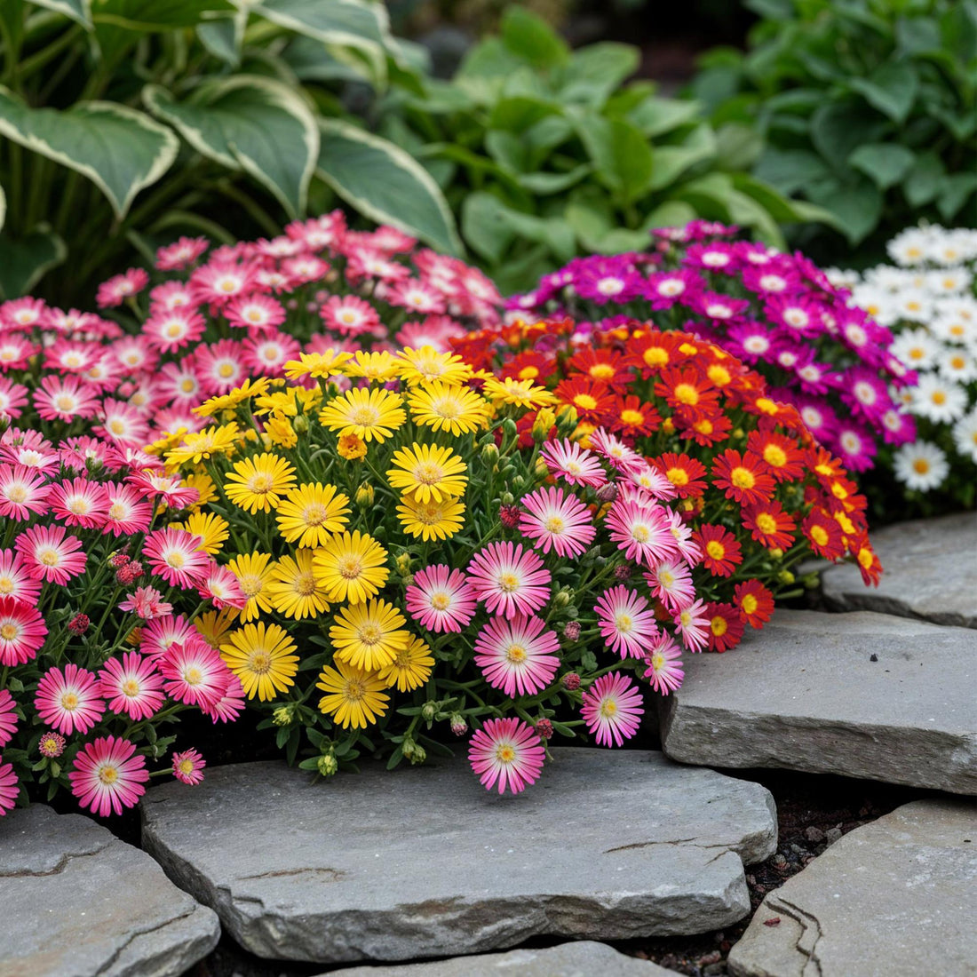 Bodendecker - Winterhart - Delosperma - 8 Pflanzen - Farben Rot - Gelb - Lila - Rosa - Wenig Pflege - Topf 14cm Höhe 17cm