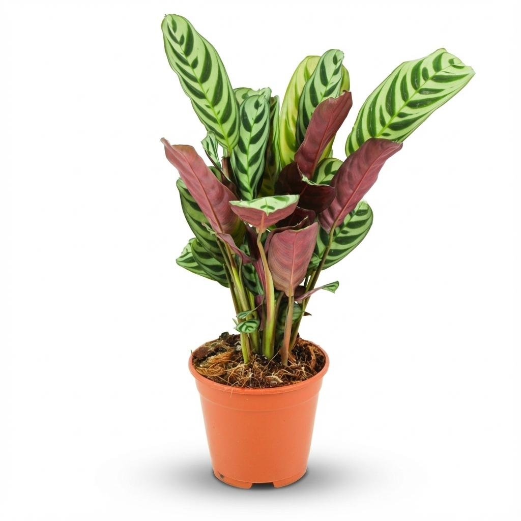 Everspring Ctenathe Burle-Marxii Pflanze, Topf mit 14 cm Durchmesser, Höhe 35-40 cm, grüne Blätter, dekorativ und tropisch.