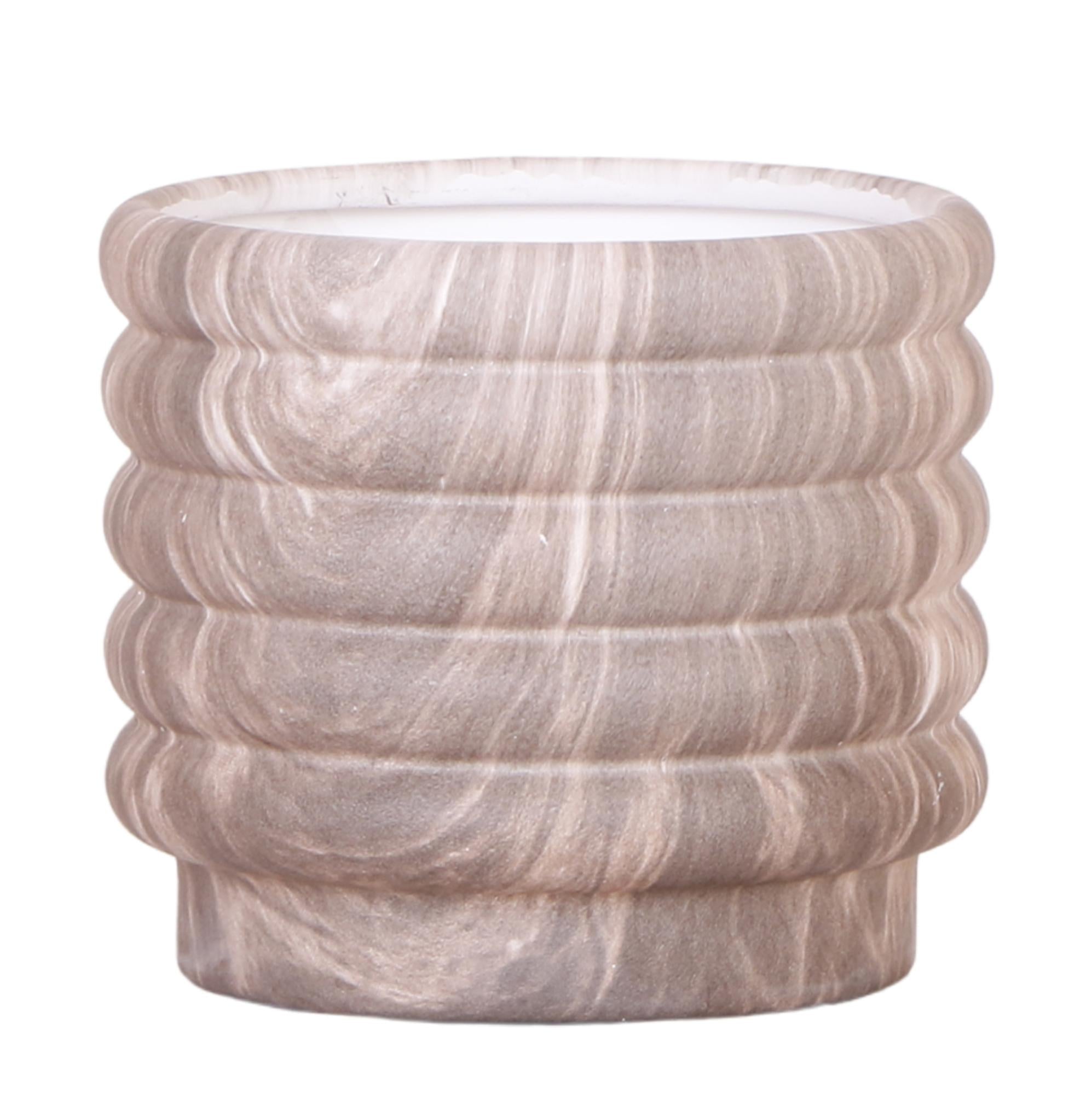Everspring Marmor-Topf für Pflanzen, dunkel, Durchmesser 12 cm, stilvoller Pflanzkübel aus Marmoroptik.