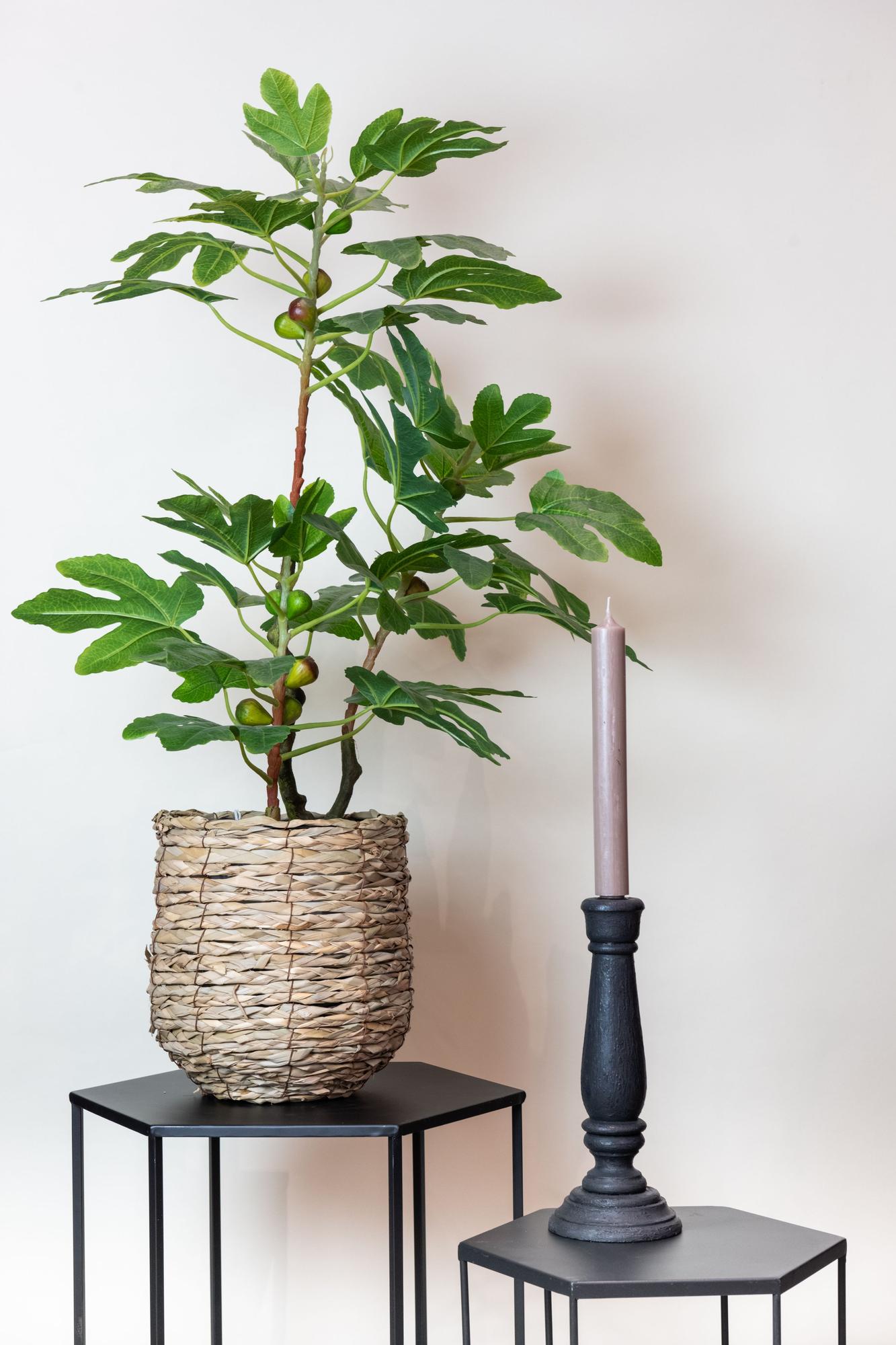 Kunstpflanze Ficus Carica Feigenbaum, 95 cm, Everspring, realistische, grüne künstliche Pflanze für Dekorationszwecke