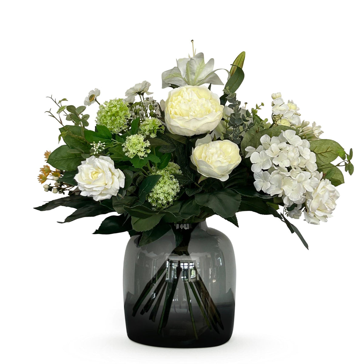 Kunstblumen Bouquet M White Dream von Everspring, 60 cm, realistische weiße Blumen in einem natürlichen Blumenstrauß.