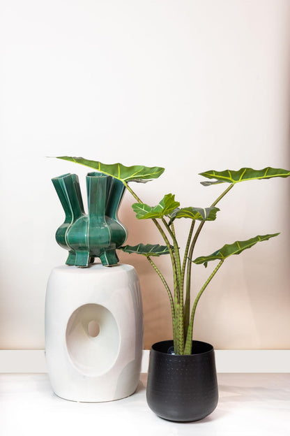 Kunstpflanze Alocasia Frydek von Everspring, 80cm oder 120cm hoch, detailreiche grüne Blätter, dekorative Zimmerpflanze