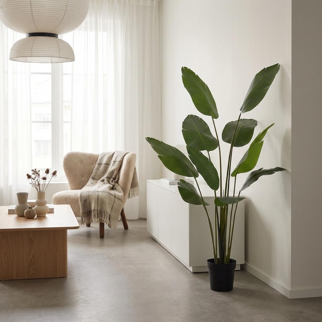 Everspring Kunstpflanze Strelitzia Nicolai, Paradiesvogelblume, in verschiedenen Größen, grüne tropische Zimmerpflanze, realistische Optik