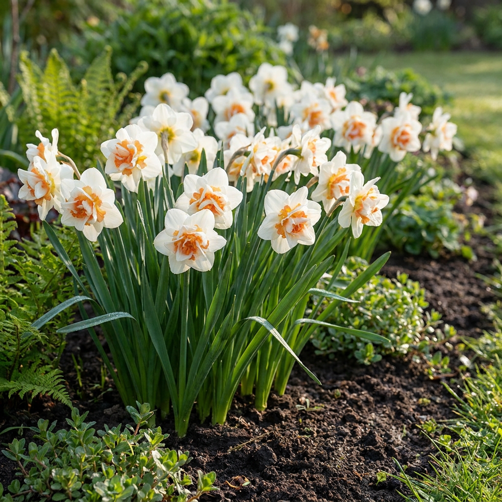 Gefüllte Narzisse Replete – Narcissus online kaufen | 20 bis 80 Blumenzwiebeln, weiß-apricot &amp; gefüllt – Wurzelwerk Design