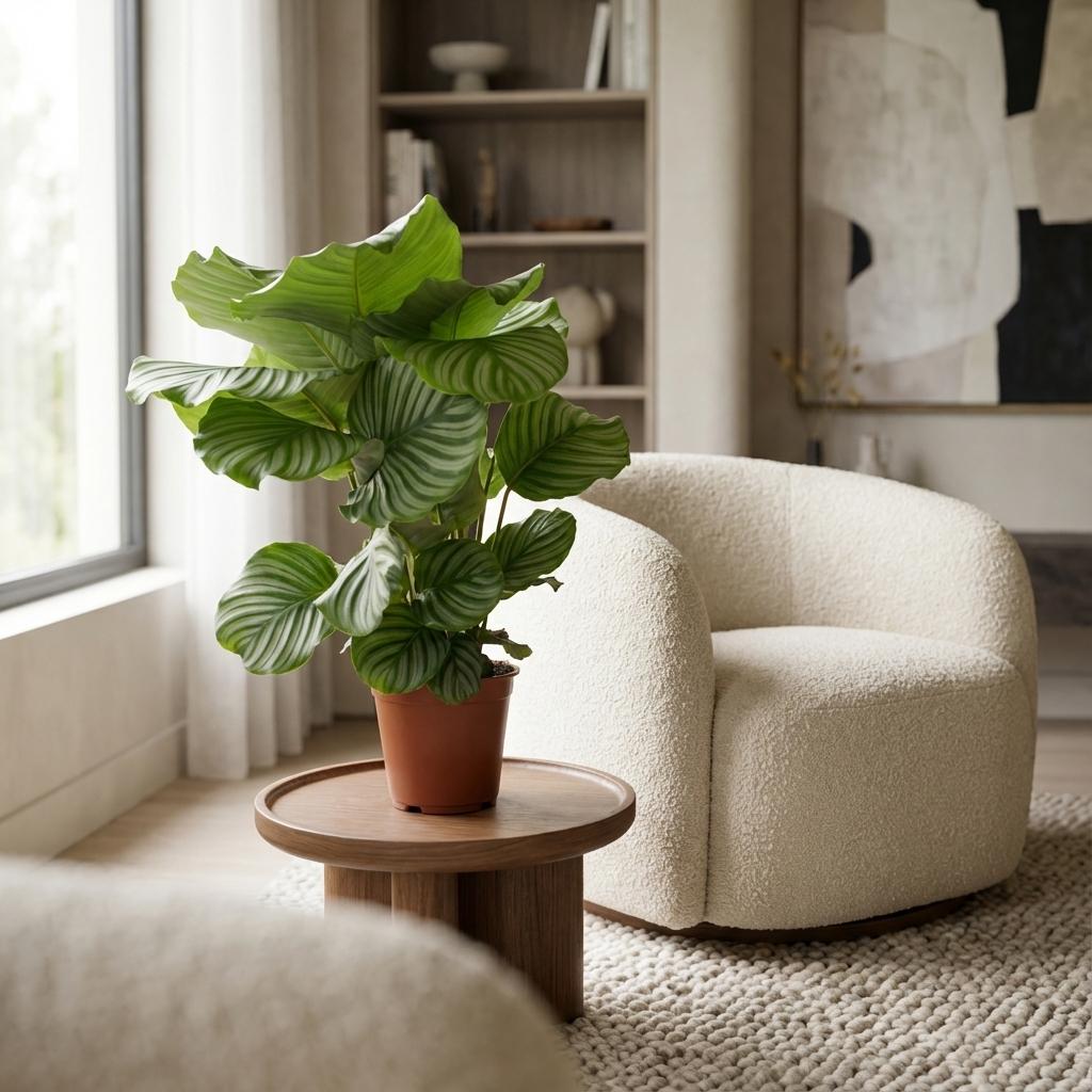Everspring Calathea Orbifolia Pflanze, 60 cm hoch, mit großen grünen, ohrförmigen Blättern, in Topf mit Durchmesser 19 cm