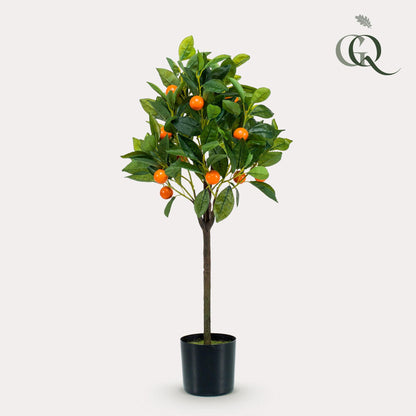 Everspring Kunstpflanze Citrus Sinensis Orangenbaum, 75 cm, realistische grüne Blätter und orange Früchte, dekorative Zimmerpflanze