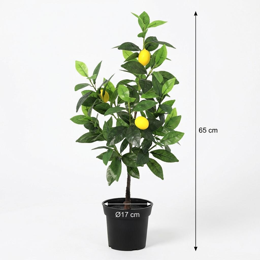 Kunstpflanze Zitronenbaum, Everspring, 65cm oder 150cm hohe, realistische grüne Pflanze mit Zitronenfrüchten.
