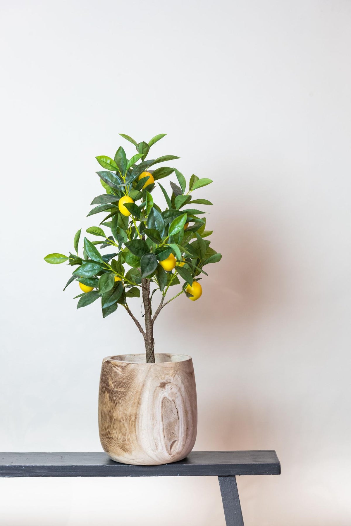 Kunstpflanze Zitronenbaum Citrus Limonia von Everspring, 72 cm hoch, detailreiche grüne Blätter und gelbe Zitronen.