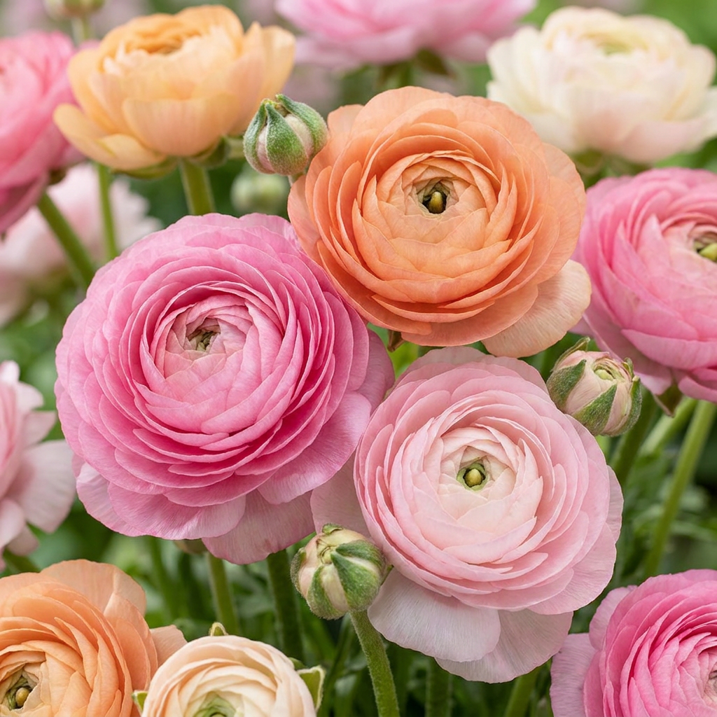 Ranunkeln Pastell-Mischung – Ranunculus online kaufen | 80 bis 320 Knollen, zarte Töne &amp; Schnittblume – Wurzelwerk Design
