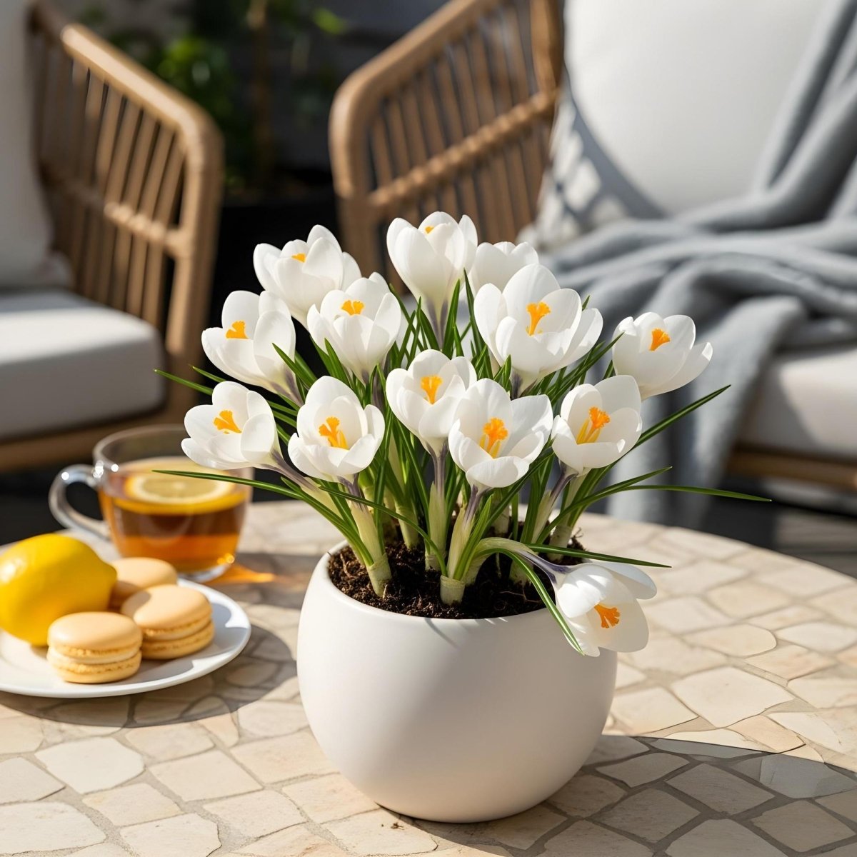 Blumenzwiebeln Crocus White | 30 Stück Weiß – Zwiebelgröße 7/8 – XXL Pack - Wurzelwerk Design