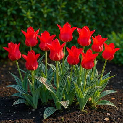 Everspring Tulpen Greigii Red, 15 rote Zwiebeln, robuste Stauden, Zwiebelgröße 11/12, XXL Pack, Gartenpflanzen, Nahaufnahme