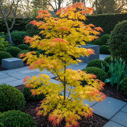 Japanischer Ahorn Acer palmatum Orange Dream in Topf, laubabwerfend, orange Blätter, Höhe 70cm, 19cm Topf, Everspring.