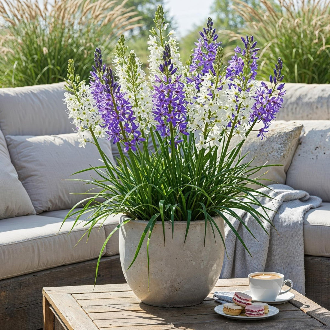 Blumenzwiebeln Camassia Leichtlinii Mix | 5 Stück Lila &amp; Weiß – Zwiebelgröße 12/14 – XXL Pack - Wurzelwerk Design
