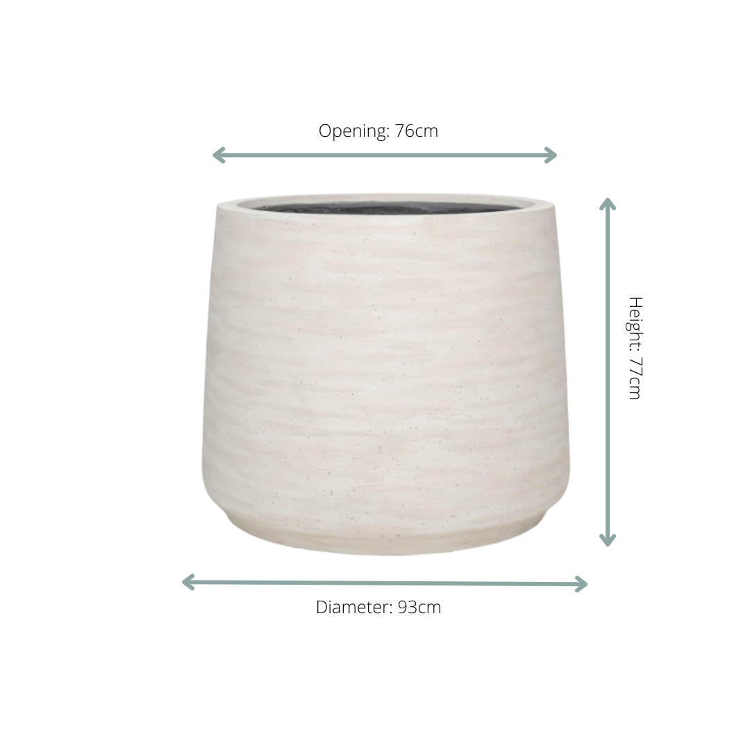 Pflanzkübel „Jumbo Patt“ – Ivory Washed – D93 × H77 cm – Moderner XL-Pflanzkübel für Indoor &amp; Outdoor