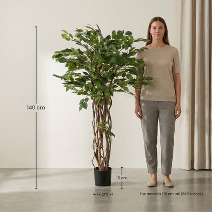 Künstlicher Ficus Liana Baum von Everspring, 140 cm hoch, detailreiche, realistische künstliche Pflanze für Innenräume