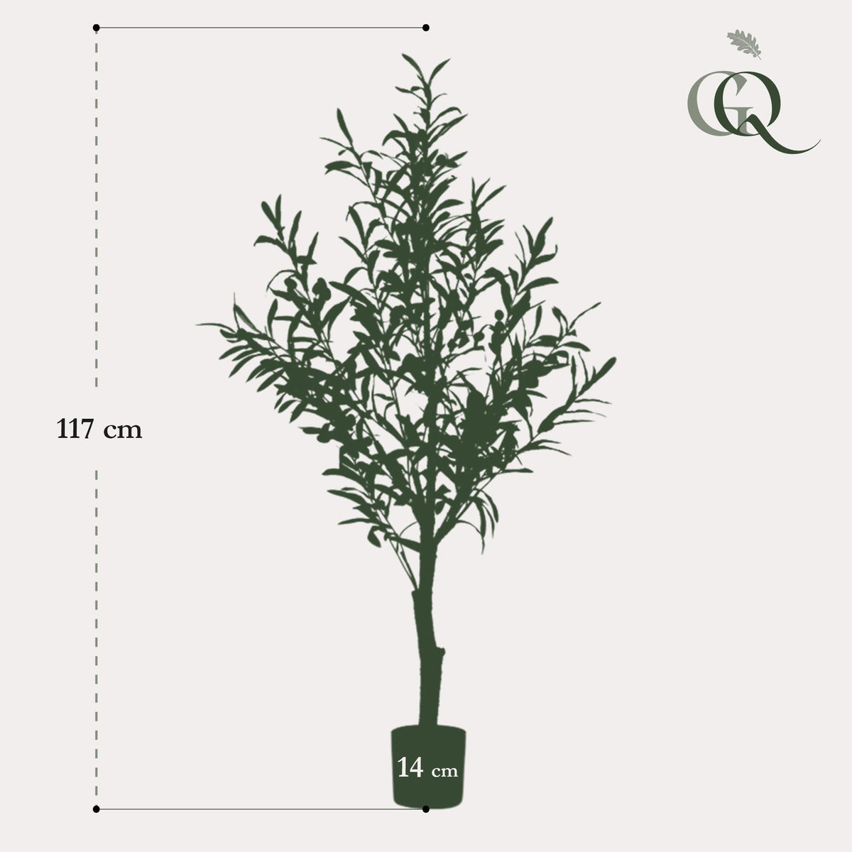 Künstlicher Olivenbaum Olea europaea von Everspring, 115–180 cm, detailreiche Kunstpflanze mit grünen Oliven und Blättern