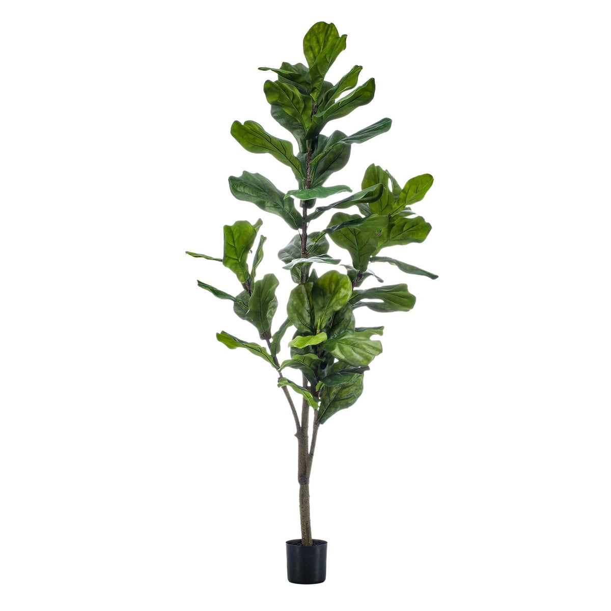 Kunstpflanze Ficus Lyrata, 90–180 cm, Everspring, realistische Tabakspflanze mit großen, grünen Blättern, Nahaufnahme der Pflanze