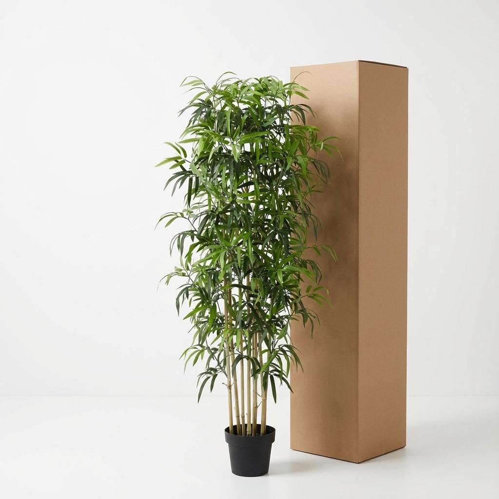 Künstlicher Bambus, Everspring, 150cm oder 180cm hohe Pflanze, mit grünen Blättern und braunem Stamm, ideal für Dekoration.
