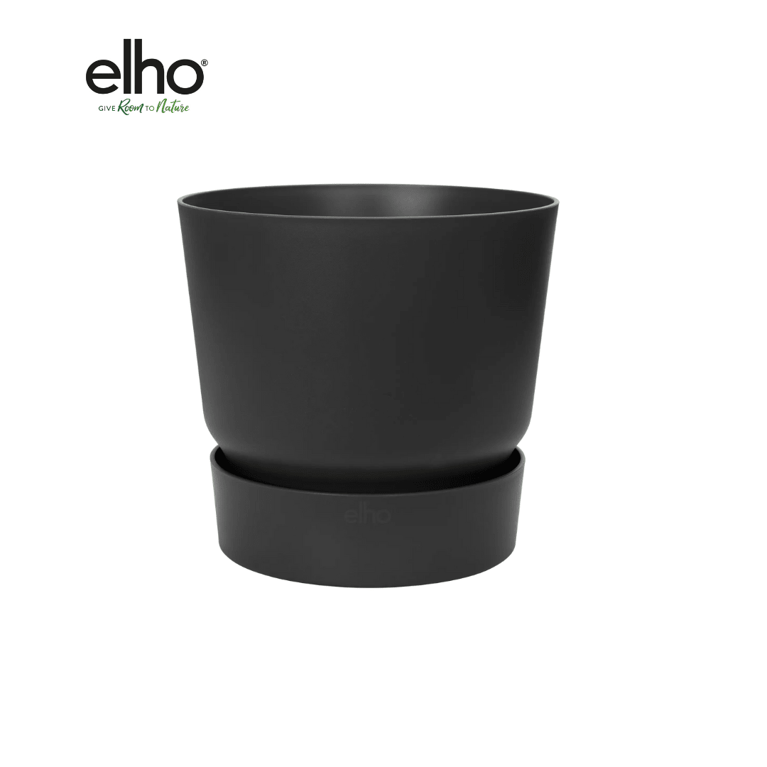 Topf elho Greenville Round schwarz - D18 x H17 - Wurzelwerk Design