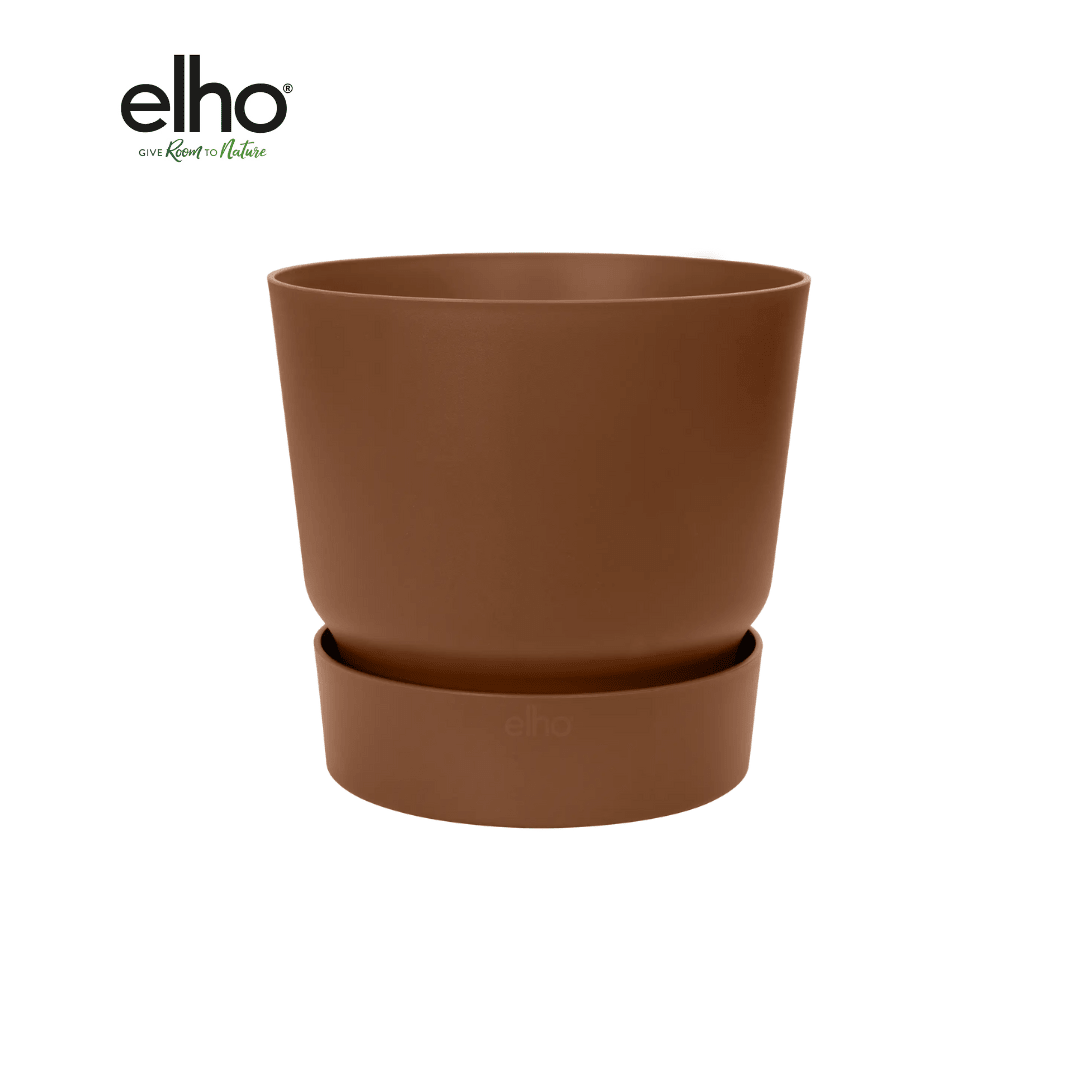 Topf elho Greenville Round braun - D30 x H28 - Wurzelwerk Design