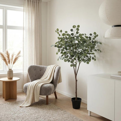 Everspring Kunstpflanze Eucalyptusbaum in Blau, Gummibaum, 120cm oder 180cm, realistische Pflanze für Dekor.