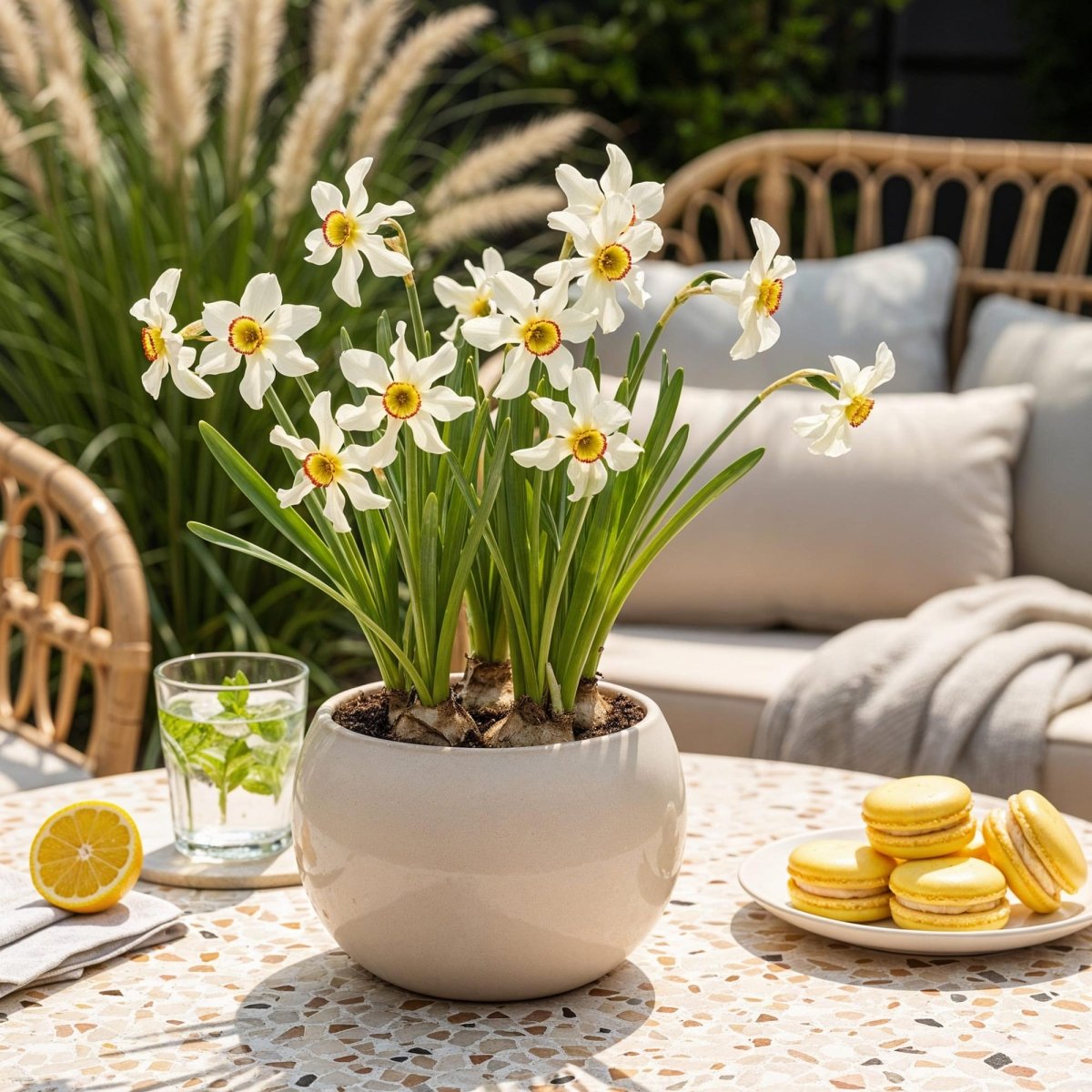 Blumenzwiebeln Narzisse Recurvus | 10 Stück Weiß – Zwiebelgröße 12/14 – XXL Pack - Wurzelwerk Design