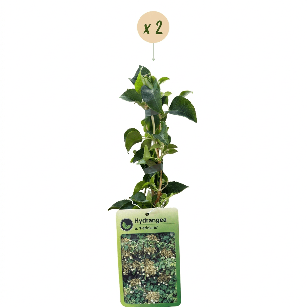 Kletterhortensie kaufen – 2 Pflanzen Hydrangea petiolaris | weiß, Ø 9 cm, Höhe 35 cm - Wurzelwerk Design