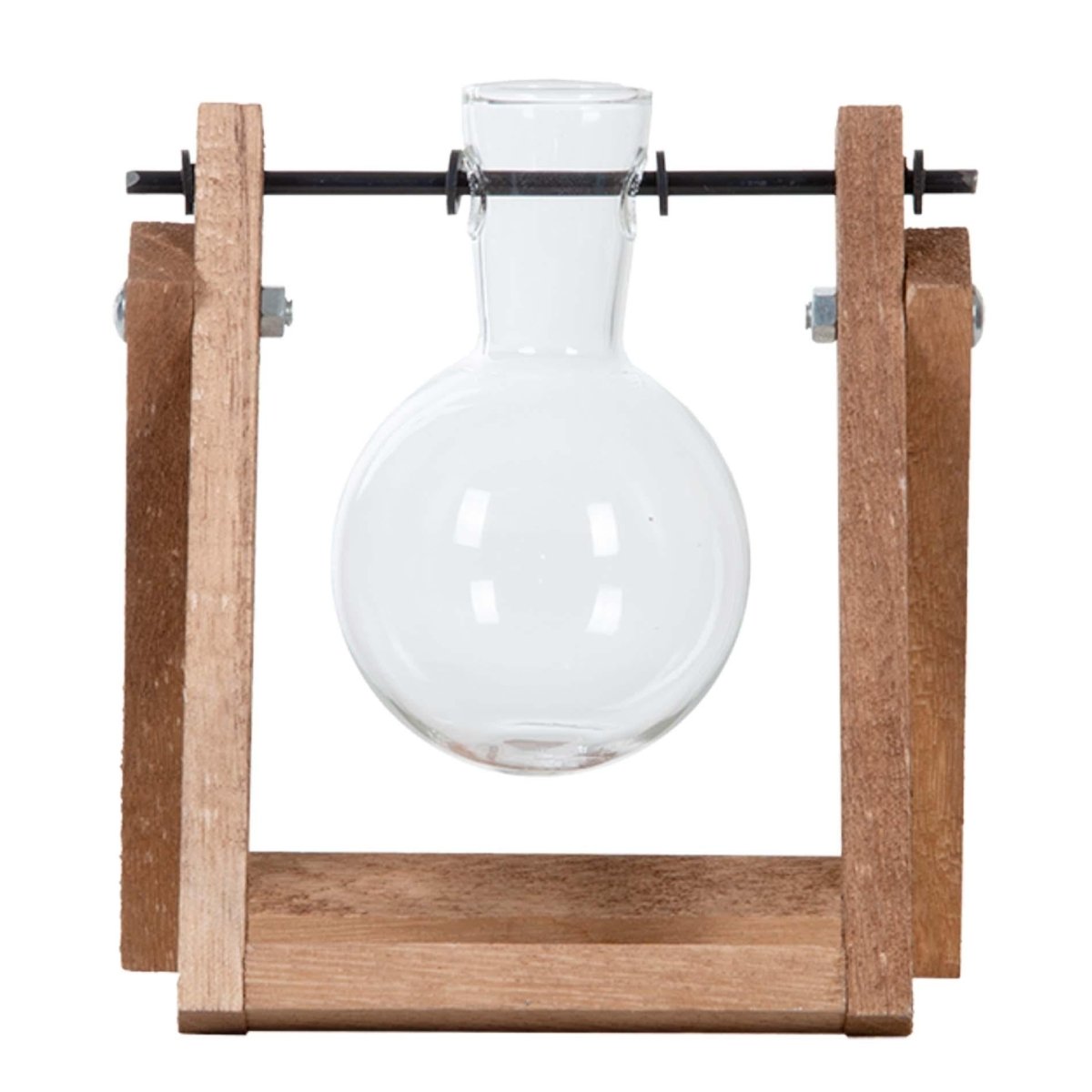 Stecklingsständer 1 Glasvase | Hydrokultur Anzuchtstation Holz – 13,6 × 6,5 × 14,5 cm - Wurzelwerk Design