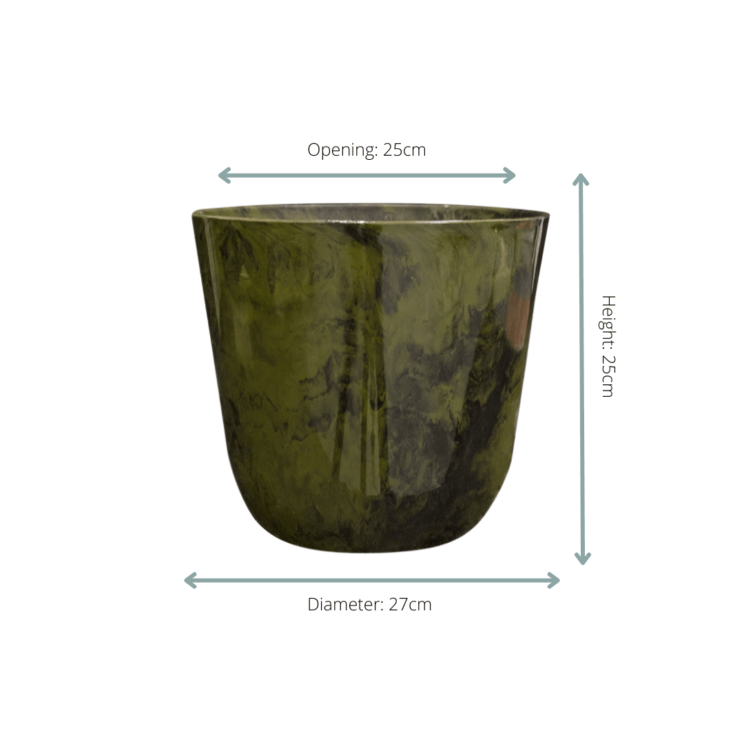 Grüner Marmor-Topf Palermo von Everspring, in verschiedenen Größen, ideal für Pflanzen und Dekorationen.