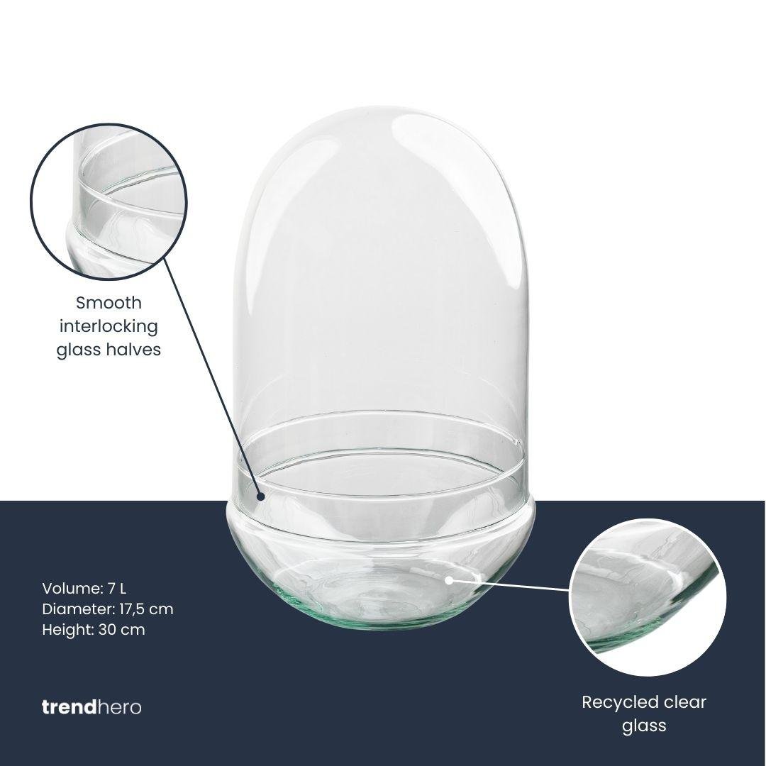 Zweiteilige Everspring Terrariumflasche Ei XL, Durchmesser 17,5 cm, Höhe 30 cm, transparentes Standard-Terrariumzubehör