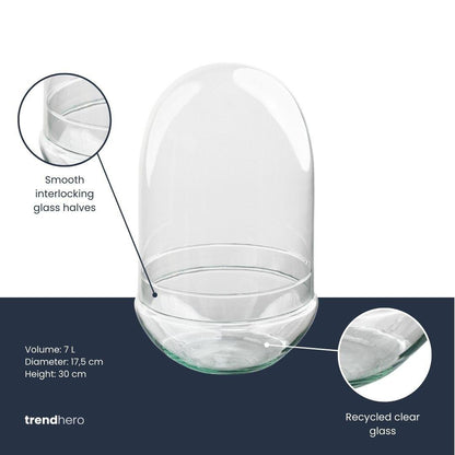 Zweiteilige Everspring Terrariumflasche Ei XL, Durchmesser 17,5 cm, Höhe 30 cm, transparentes Standard-Terrariumzubehör