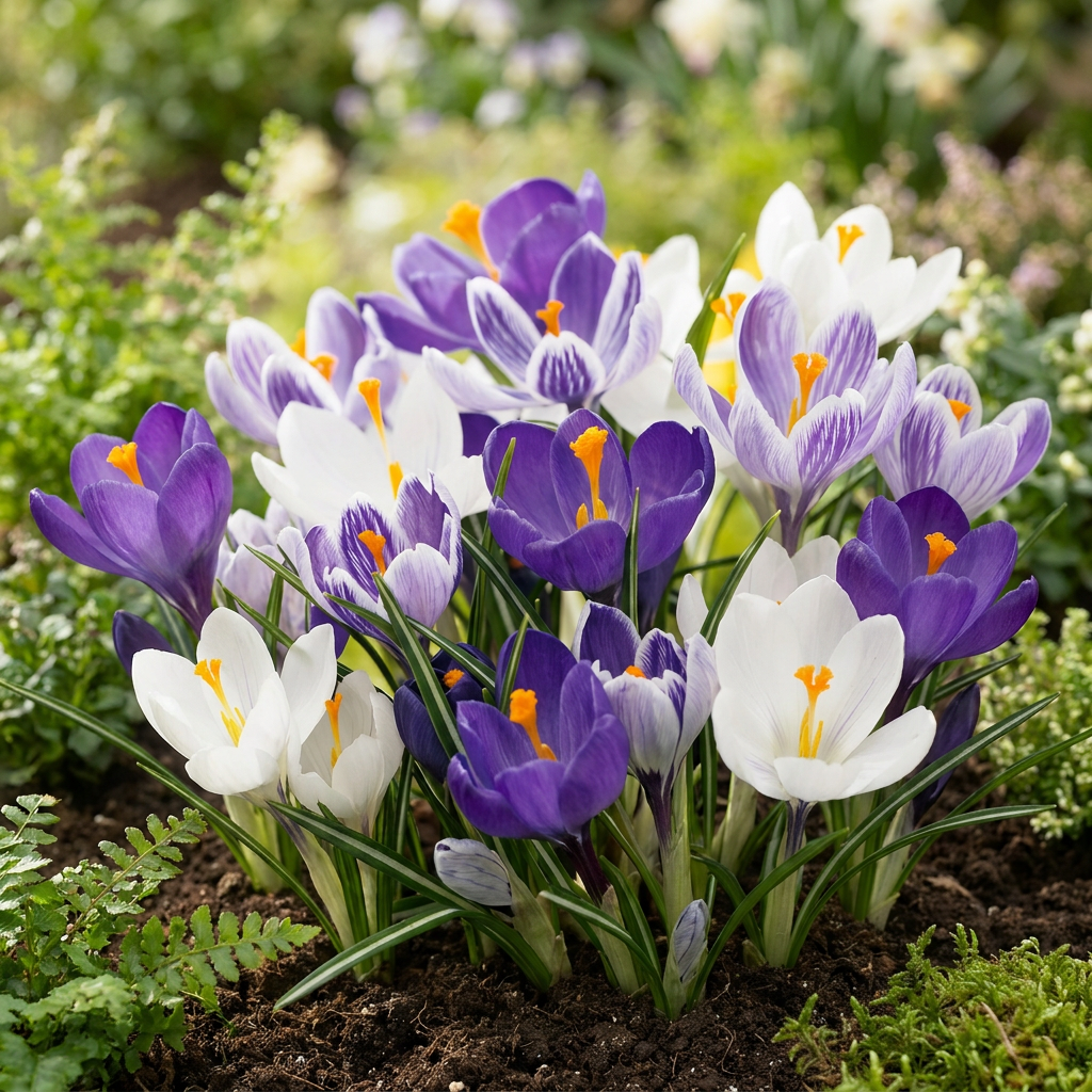 Krokus Blau-Weiß – Crocus online kaufen | 30 bis 240 Blumenzwiebeln, zweifarbige Mischung – Wurzelwerk Design