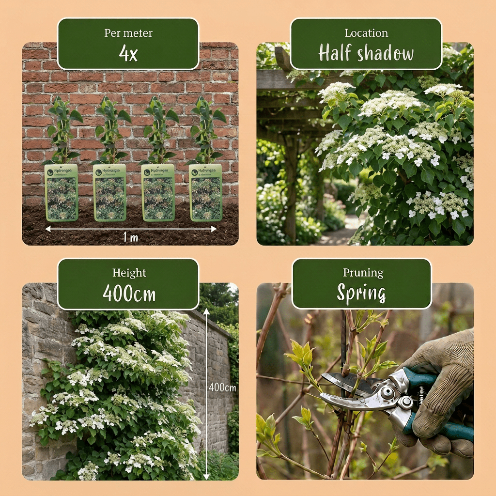 Kletterhortensie kaufen – 2 Pflanzen Hydrangea petiolaris | weiß, Ø 9 cm, Höhe 35 cm - Wurzelwerk Design