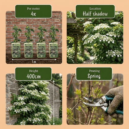 Kletterhortensie kaufen – 2 Pflanzen Hydrangea petiolaris | weiß, Ø 9 cm, Höhe 35 cm - Wurzelwerk Design