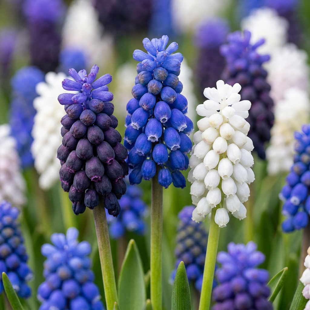 Traubenhyazinthen-Mischung Magic – Muscari online kaufen | 50 bis 400 Blumenzwiebeln, Blau- und Weißtöne – Wurzelwerk Design
