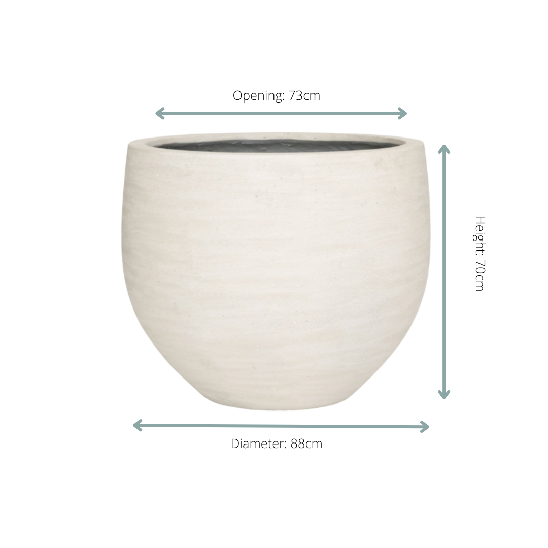 Pflanzkübel „Jumbo Orb“ – Ivory Washed – D88 × H70 cm – Moderner XL-Pflanzkübel für Indoor &amp; Outdoor