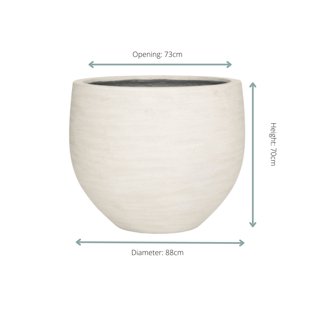 Pflanzkübel „Jumbo Orb“ – Ivory Washed – D88 × H70 cm – Moderner XL - Pflanzkübel für Indoor &amp; Outdoor - Wurzelwerk Design