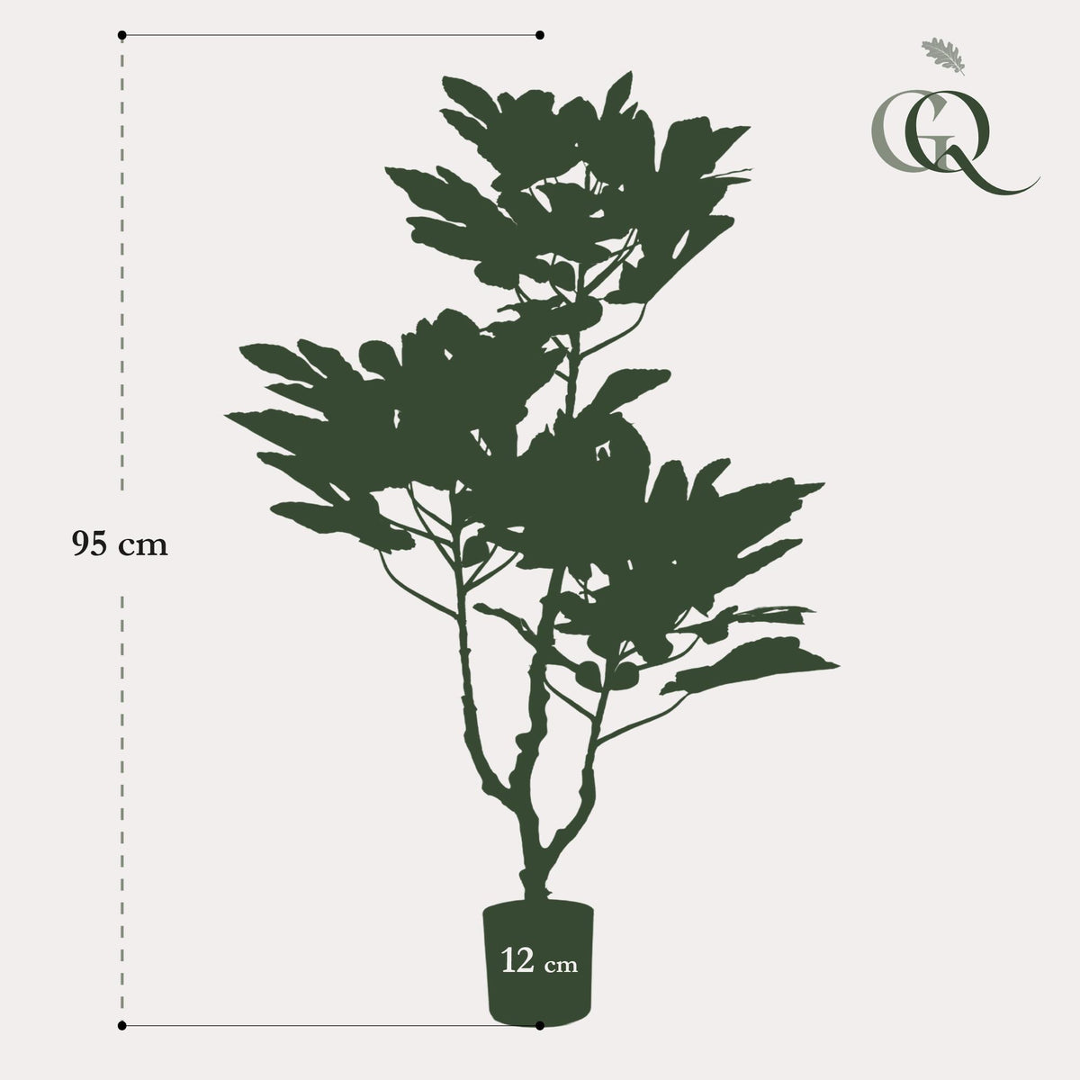 Everspring Kunstpflanze Ficus Carica Feigenbaum, 95 cm, detailreiche grüne Pflanze als Dekorationsstück