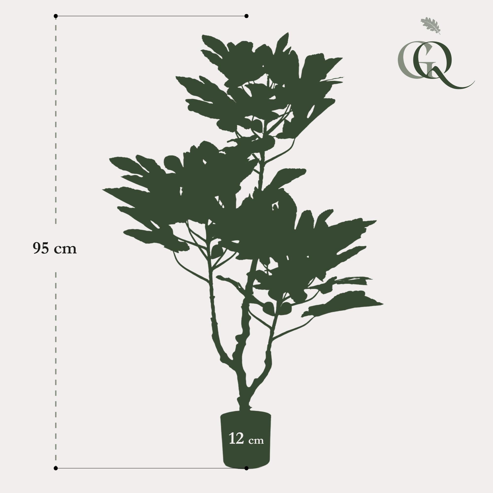 Everspring Kunstpflanze Ficus Carica Feigenbaum, 95 cm, detailreiche grüne Pflanze als Dekorationsstück