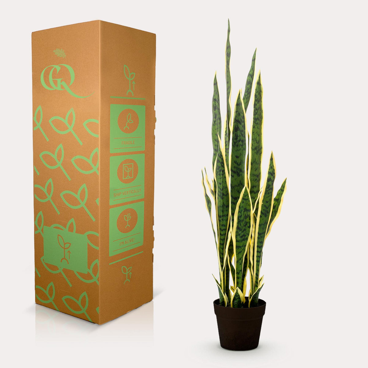 Everspring Kunstpflanze Sansevieria trifasciata, Frauenzunge, 97 cm hohe grüne Kunstpflanze mit langen Blättern.