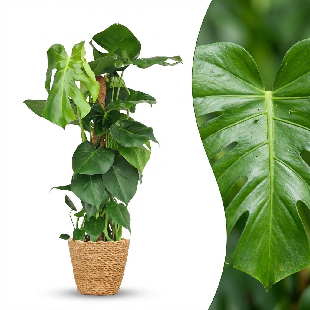 Monstera Deliciosa am Moosstab kaufen | Fensterblatt, 90 cm - Wurzelwerk Design